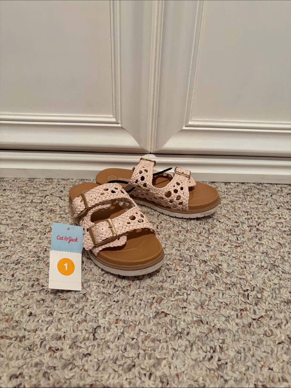 Cat & Jack Light Pink Braided Buckle Slide Sandals for Kids